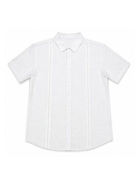 JEKAOYI Men's White Openwork Cotton Linen Button-Up Shirt NWT Small